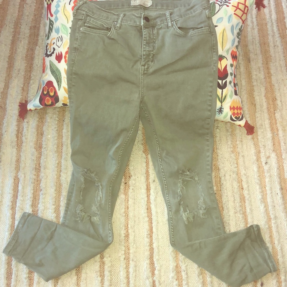 Free People Hi Rise Distressed Skinny Jeans